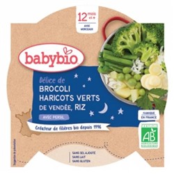 Babybio Bonne Nuit D?lice de Brocoli Haricots Verts Riz 12 Mois et + Bio 230 g