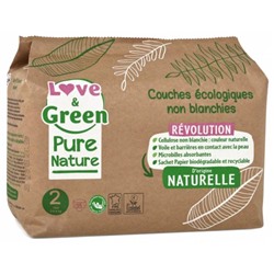 Love and Green Couche ?cologiques Pure Nature 35 Couches Taille 2 Mini (3 ? 6 kg)
