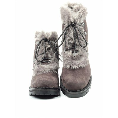 04-AH25-1 DK. GRAY Ботинки зимние женские (натуральная замша, натуральный мех)