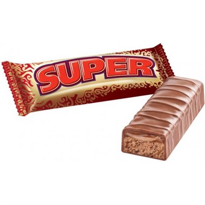 Батончик шоколадный Супер 40 гр. Товар продается упаковкой. В блоке 18 шт.
