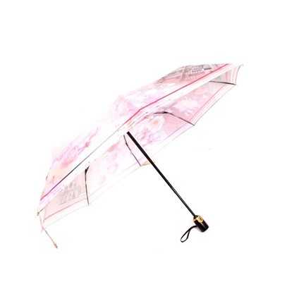 Зонт женский ТриСлона-L 3850 С,  R=58см,  суперавт;  8спиц,  3слож,  набивной панорамный "Эпонж",  Города мира 248446