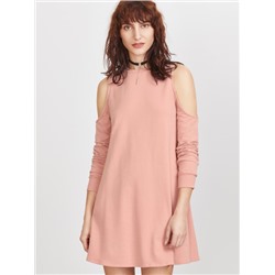 Розовое модное платье-свитшот