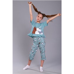 Пижама с бриджами для девочки Три медведя арт. ПД-021-047 Бирюза