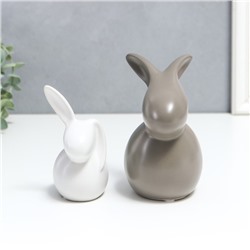 Сувенир керамика "Два кролика" матовый набор 2 шт 11,5х6 12х14,5 см