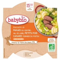 Babybio Panais Petits Pois Canard 15 Mois et + Bio 260 g