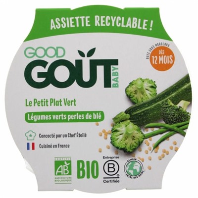 Good Go?t Le Petit Plat Vert L?gumes Verts Perles de Bl? d?s 12 Mois Bio 220 g