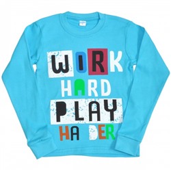 Толстовка детская "Work hard play" (blue)