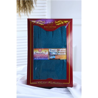 Набор для сауны САУНА махровое подарочная упаковка Изумрудный