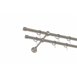 Карниз металлический 2-рядный хром матовый, гладкая труба, 200 см, ø16 мм (df-100048)