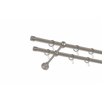 Карниз металлический 2-рядный хром матовый, гладкая труба, ø16 мм (df-100127)