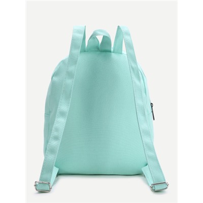 Зелёный холщовый рюкзак с принтом