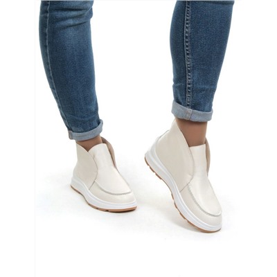 01-5280-2 WHITE Ботинки демисезонные женские (натуральная кожа, байка)