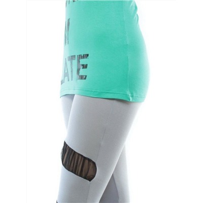 1215 GREEN/GRAY Спортивный костюм для фитнеса женский (90% вискоза, 10% лайкра)