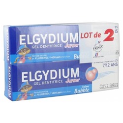 Elgydium Gel Dentifrice Junior Protection Caries 7-12 Ans Ar?me Bubble Lot de 2 x 50 ml