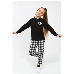 Детская пижама с брюками 91239 детская (джемпер, брюки) Черный/черная клетка