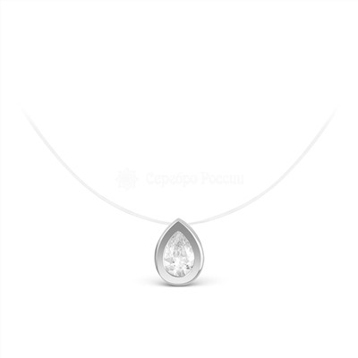 Колье из серебра с фианитом родированное (на леске)