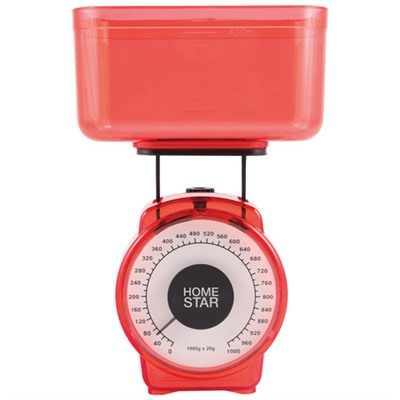 Весы кухонные механические HOMESTAR HS-3004М, 1 кг, цвет красный