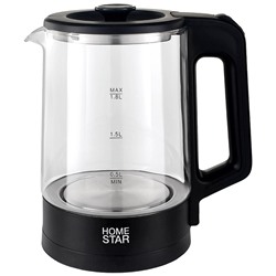 Чайник Homestar HS-1008 (1,8л), стекло, черный