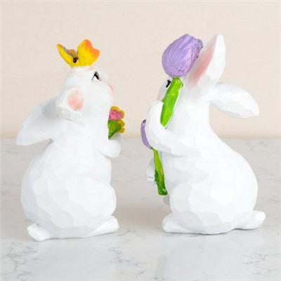 Фигурка Кролик с цветами 3D / DY9001 /уп 120/Пасха (A)