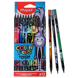 Цветные карандаши 12 цветов MAPED Color'Peps Black Monster, пластиковые