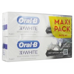 Oral-B 3D White Whitening Therapy Nettoyage Intense Charbon Lot de 2 x 75 ml