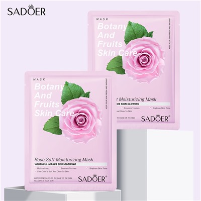 Питательная тканевая маска для лица экстрактом розы Sadoer Botany And Fruits Skin Care Rose Soft Moisturizing Mask (упаковка 10шт)