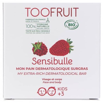 Toofruit Sensibulle Mon Pain Dermatologique Surgras Framboise Fraise Bio 85 g