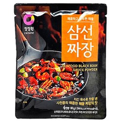 Основа для соуса из черных бобов Чачжан, вкус морепродуктов «Seafood black bean sauce powder» Daesang, Корея, 80 г. Акция