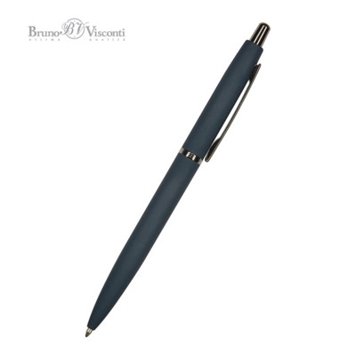 Ручка шариковая автоматическая, 1.0 мм, BrunoVisconti SAN REMO, стержень синий, металлический корпус Soft Touch тёмно-синий, в футляре