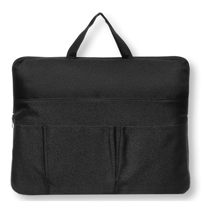 Папка (сумка) с ручками для ноутбука А4 (340 х 250 мм), текстильная, 3 внешних кармана, deVENTE чёрная