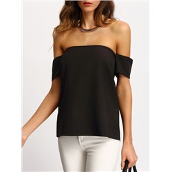 Чёрная модная блуза с открытыми плечами