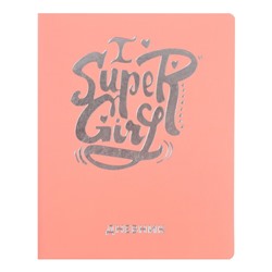 Дневник искусственная кожа 1-11 класс, 48 листов, клетка, интегральная обложка Silver Lines. Super Girl, тиснение фольгой, скруглённые углы, цветной торец