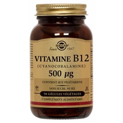 Solgar Vitamine B 12 500 mcg 50 G?lules V?g?tales
