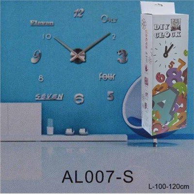 Часы аппликация 3D 100-120 см / AL007S/3 /уп 36/ серебро