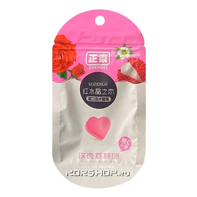 Освежающие драже со вкусом Розы и Личи Zhengle, Китай, 16 г