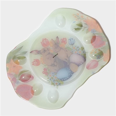 Подставка стеклянная для яиц Доляна «Акварель», 8 ячеек, 38×27 см