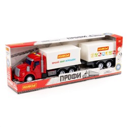 323148 Полесье "Профи", автомобиль-фургон с прицепом инерционный (со светом и звуком) (красно-белый) (в коробке)