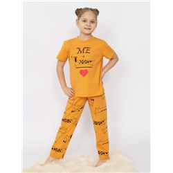 Пижама для девочки (футболка, брюки) Охра