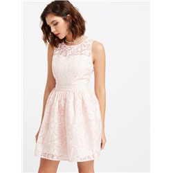 Розовое модное платье без рукавов с цветочным принтом