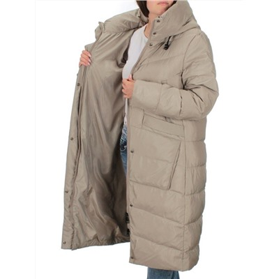 2077 GRAY/BEIGE Пальто зимнее женское (200 гр .холлофайбер)