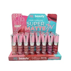 Набор Жидких матовых помад 3Q Beauty Super Matte 2in1 LipGloss, (ряд 12шт)