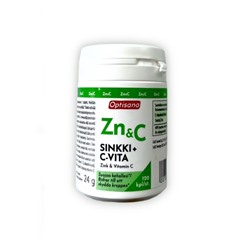 Таблетки содержащие цинк и витамин С "OPTISANA" SINKKI + C-VITAMIINI 120 таб