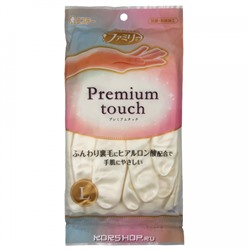 Хозяйственные перчатки из ПВХ с хлопковым покрытием белые Premium Touch S.T. Corp (размер L), Япония Акция
