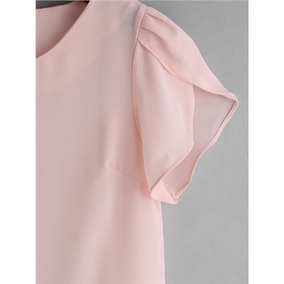 Розовая плиссированная блузка с воротником из шифона