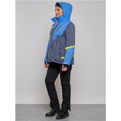 Горнолыжная куртка женская зимняя большого размера синего цвета 2282-1S