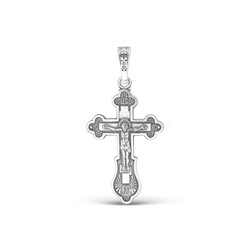 Крест православный из чернёного серебра - Спаси и сохрани 3,7 см