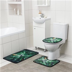 Набор ковриков для ванны и туалета Доляна «Тропики», 3 шт, 50×80, 45×50, 38×43 см