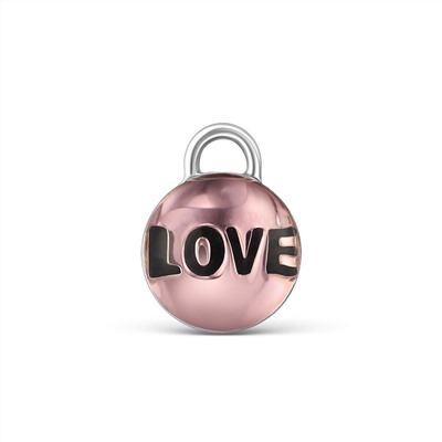 Кольцо из серебра с пл.розовым кварцем родированное - Love