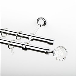 Карниз металлический стыкованный, 2-рядный "Леда", хром, гладкая труба, ø 19 мм (kn-404)
