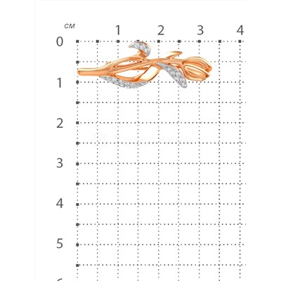 Брошь из золочёного серебра с фианитами и родированием 4-3384з200